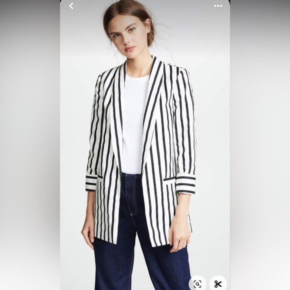 Alice + Olivia Kylie Striped Cotton Blend Twill Blazer - Picture 4 of 8